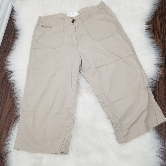 Guilty Y2K Khaki Chino Bermuda Shorts Preppy Casual Retro Capri Cotton Blend - Picture 1 of 11